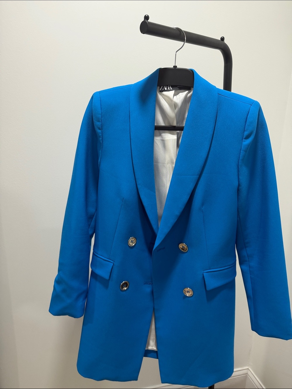 Zara Bright Blue Double-Breasted Men's Blazer